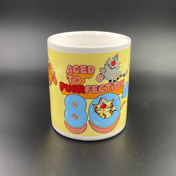 Vintage "Aged to Purr-Fection" 80th, Cat Lover Gifts - Birthday Mug - Picture 2 of 8
